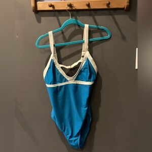Vigoss teal and cream sexy one piece bathing suit EUC
